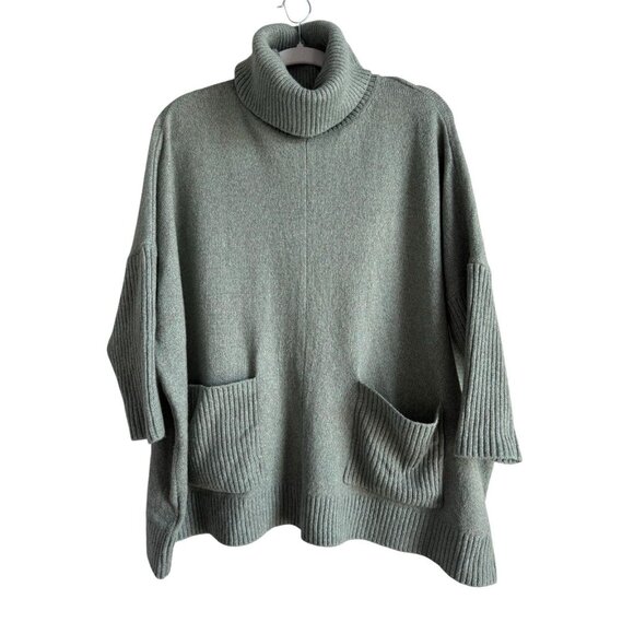 LOFT Sweaters - Ann Taylor LOFT Women’s M Flecked Pocket Poncho Turtleneck Pullover Sweater Top